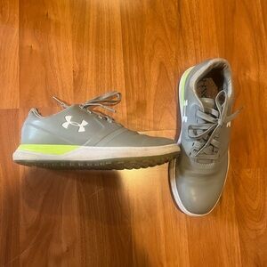 Under Armour Ladies Gray Golf Shoes with Lime Accent